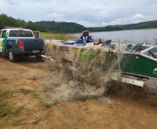 BPAmb-FV apreende mais de 500 metros de redes para pesca ilegal em Telêmaco Borba (PR)