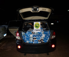 No Noroeste do estado, PM prende três homens e apreende 26 caixas de cigarros contrabandeados em situações distintas
