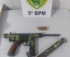 Durante patrulhamento, PM apreende submetralhadora e munições, no Norte do estado