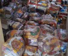 Batalhão da PM arrecada cestas básicas e produtos de higiene em Foz do Iguaçu 