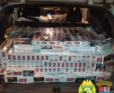  BPRv apreende carro carregado com 6,5 mil maços de cigarros contrabandeados no Oeste do estado 