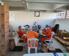 Presas da Penitenciária Feminina produzem sacolas de delivery de uma grande rede de fast food