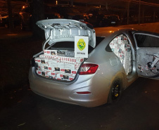 BPFron apreende carro carregado com cigarros contrabandeados no Oeste do estado