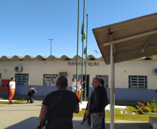 Presos de Piraquara executam Hino Nacional em comemoração aos 198 anos da Independência do Brasil.