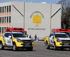 Segurança Pública recebe novo bloco na Academia Policial Militar do Guatupê e 59 novas viaturas