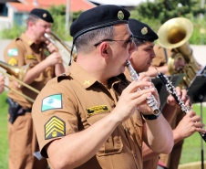 Após quase 40 anos na Reserva Remunerada, subtenente da PM recebe homenagem da Banda de Música em Curitiba