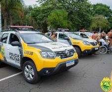 PM de Telêmaco Borba, Ortigueira e Reserva recebem quatro novas viaturas durante solenidade