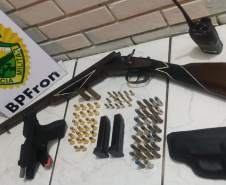 Durante ação conjunta, PM e Polícia Civil apreendem duas armas de fogo e munições em Ivaté, no Noroeste do estado