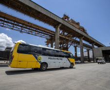 Trabalho de segurança do Porto de Paranaguá pauta aula prática do Curso Superior da PMPR
