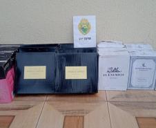caixas de vinhos argentinos apreendidos pela PMPR