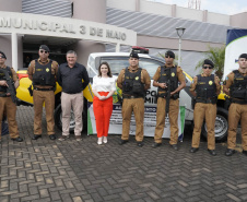 Comandante-geral da PMPR entrega viaturas em Santa Terezinha de Itaipu 