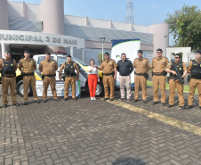 Comandante-geral da PMPR entrega viaturas em Santa Terezinha de Itaipu 
