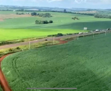 A Polícia Militar do Paraná prendeu nesta quinta-feira (22) um homem suspeito de participar de um roubo à carga de um carro que viajava pela BR-369, em Corbélia, na região Oeste do Estado. O cerco que deteve o homem foi montado após um helicóptero do Projeto Falcão localizar o veículo utilizado no crime tentando fugir pela rodovia logo após o assalto.  Os policiais foram acionados após uma denúncia anônima de que três pessoas tinham rendido um comprista na estrada e roubado vários objetos que estavam dentro