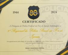 Polícia Penal é homenageada em evento comemorativo aos 80 anos da Polícia Federal em Foz do Iguaçu