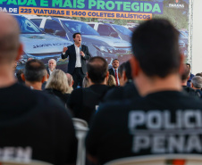 Governador entrega 225 novas viaturas e 1,4 mil coletes balísticos à Polícia Penal