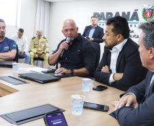 Secretário recebe o deputado Soldado Adriano José e prefeitos da AMUNPAR