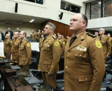 Sessão Solene na Assembleia Legislativa do Paraná celebra 171 anos da PMPR com homenagem a policiais militares