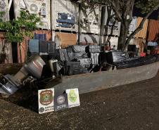 PMPR, PCPR e PF apreendem embarcação com cigarros contrabandeados em São Miguel do Iguaçu 
