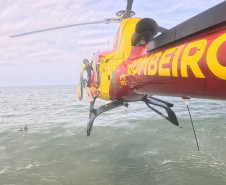 Após treinamento, helicóptero do Corpo de Bombeiros já está de prontidão no Litoral