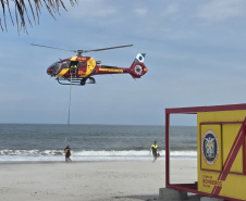 Após treinamento, helicóptero do Corpo de Bombeiros já está de prontidão no Litoral