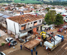 Após tornado, 70% dos imóveis de Rio Bonito do Iguaçu já receberam cobertura