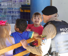 PMPR realiza brincadeiras e pintura de rosto em escolas de Rio Bonito do Iguaçu