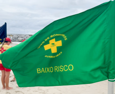 Bombeiros alertam banhistas para atenção às bandeiras de sinalização das áreas seguras para banho no litoral