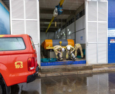 Cadetes do Corpo de Bombeiros fazem treinamento sobre produtos perigosos na Sanepar