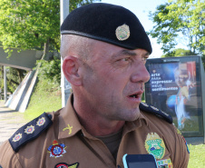 Curitiba, 11 de Outubro de 2019, Operação Todos por Um. Foto: entrevista Cel Hudson comandante do 1º CRPM.