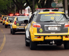 Curitiba, 18 de Outubro de 2019. Operação Todos Contra Um. Foto: Viaturas saindo em patrulhamento.