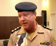 Curitiba, 18 de Outubro de 2019. Solenidade de Formatura do Curso de Defesa Pessoal - Turma 2019. Foto: Cel. QOPM Vanderley Rothenburg, Diretor de Finanças, que representou o Comandante-Geral da PMPR durante a solenidade.