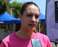 Curitiba, 29 de outubro de 2019.  Campanha Outubro Rosa 20°BPM. Foto: entrevista Sd Kelly.