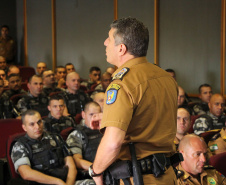 Curitiba, 05 de novembro de 2019. Aula Inaugural do Curso de Rondas Ostencivas de Natureza Especial.  Foto: Cel QOPM Pericles de Matos, Comandante-Geral da PMPR.