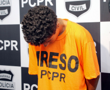 São José dos Pinhais, 06 de novembro de 2019. Apresentação de preso na Delegacia de Polícia Civil de São José dos Pinhais.