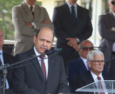 Governador Carlos Massa Ratinho Júnior participa da cerimônia de troca de comando da Polícia Militar do Paraná. O novo camandante-geral é o coronel Péricles de Matos. Ele substitui no cargo a coronel Audilene Dias Rocha.  -  Curitiba, 08/01/2019  -  Foto: Rodrigo Félix Leal
