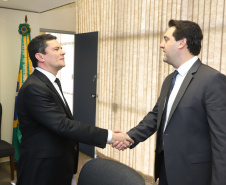 Governador Carlos Massa Ratinho Junior durante encontro com o ministro da Justiça e Segurança Pública, Sérgio Moro  -  Brasília, 26/03/2019  -  Foto: Rodrigo Félix Leal/ANPr
