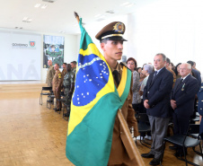Batalhão da Policia Ambiental comemora 62 anos, vice governador Darci Piana recebe medalha do mérito ambiental.
Foto Gilson Abreu/ANPr