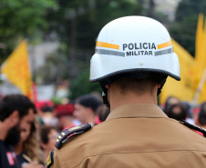 Curitiba, 07 de Abril de 2019. Policiamento nos arredores da Polícia Federal no dia 7 de Abril.