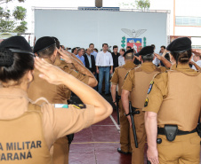O governador Carlos Massa Ratinho Junior  participam do Lançamento do programa Escola Segura  no Colégio Estadual Ulysses Guimarães em  Foz do Iguaçu nesta quinta-feira (09).   Foz do Iguaçu, 09/05/2019 -  Foto: Geraldo Bubniak/ANPr