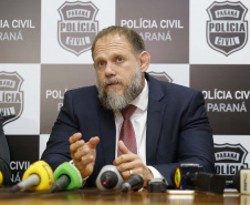 Coletiva na Delegacia de Combate a Corrupção, sobre a Operação Peça Chave. N/F: Delegado Geral da Polícia Civil, Silvio Rockenbach.Curitiba, 28-05-19Foto: Arnaldo Alves / ANPr.
