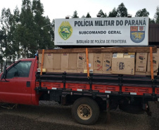 Caminhonete com 120 caixas de cigarros contrabandeados é apreendida no Oeste do estado