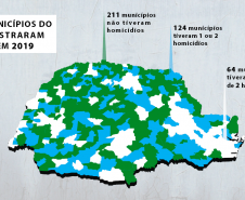 Mapa de homicídios no Paraná em 2019