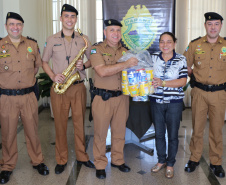 Curitiba, 12-08-2019 Entrega de Leites da Banda da PMPR Foto: entrega dos leites ao Instituto Abrace.