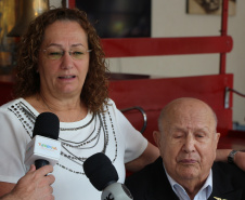 Curitiba, 03 de Outubro de 2019.  Inauguração Centro Historico Corpo de Bombeiros. Foto: entrevista Cap Nascimento e sua filha.