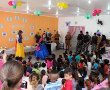 Curitiba, 10 de outubro de 2019. PMPR participa do Dia das Crianças do CMEI Profª Teruko Beltrã.
