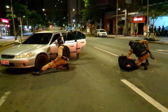 RONE simula roubo a banco no Centro de Curitiba; exercício faz parte do III Curso da unidade 