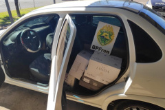 Durante Operação Hórus, BPFron apreende carro carregado com vinhos contrabandeados, no Oeste do estado