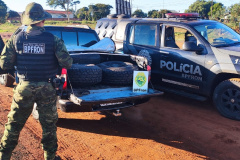 BPFron apreende 80 pneus contrabandeado em Francisco Alves, no oeste do estado
