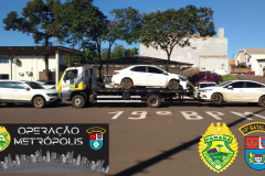 Seis carros são recuperados e outro carregado com cigarros é apreendido pela PM durante a Operação Metrópolis