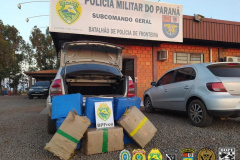 Combate ao tráfico na fronteira resulta em três carros e 300 quilos de maconha apreendidos pelas equipes policiais da Operação Hórus